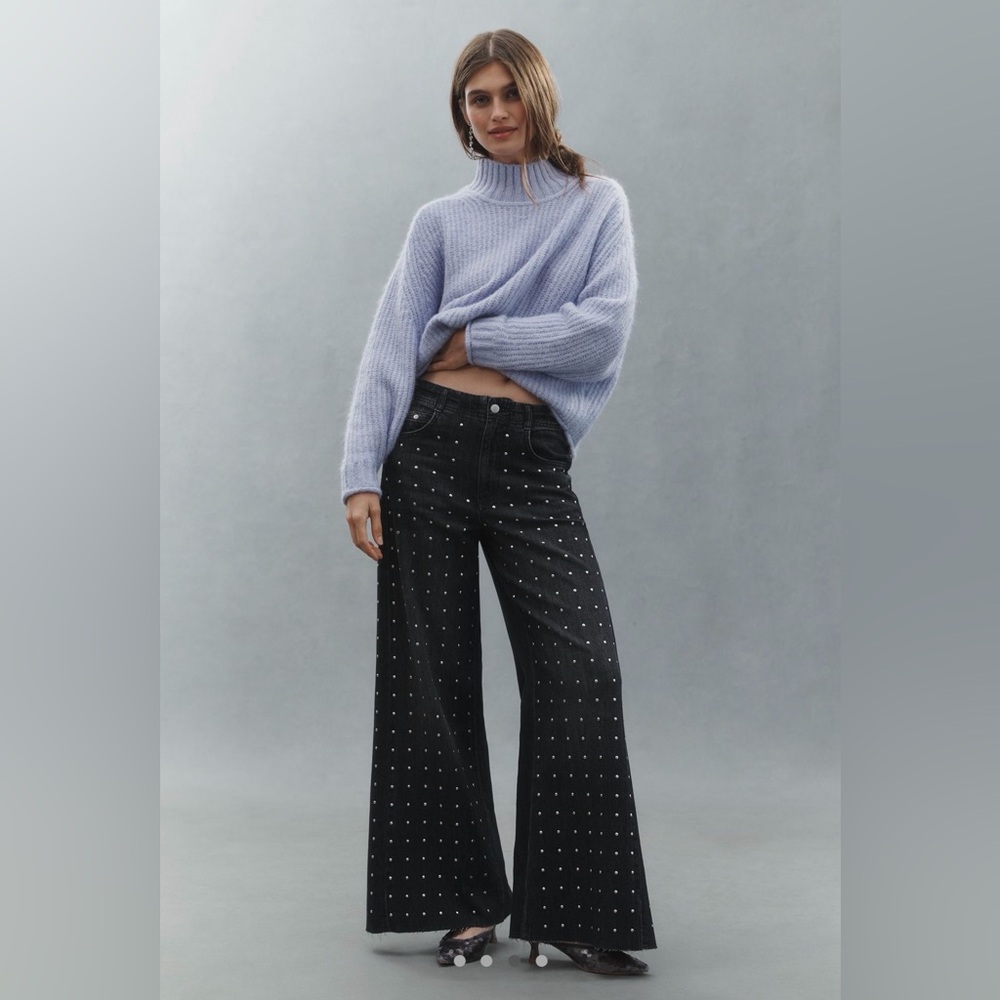 The Adi Mid-Rise Studded Flare jeans Pilcro size 23 TALL - BNWT